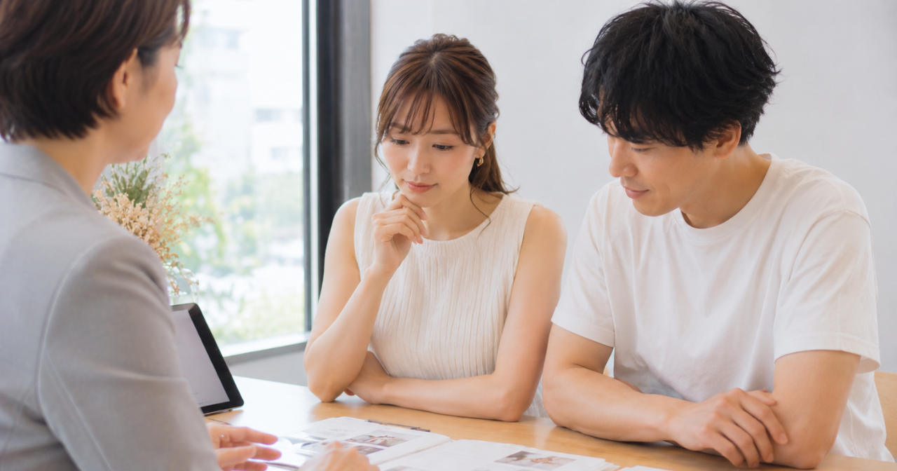 結婚式場で打ち合わせをしている男女