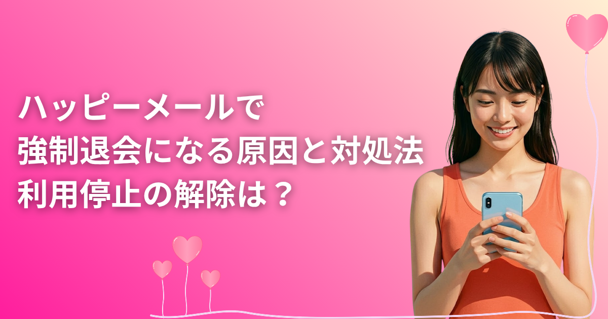 ハッピーメールで強制退会になる原因と対処法｜利用停止の解除は？